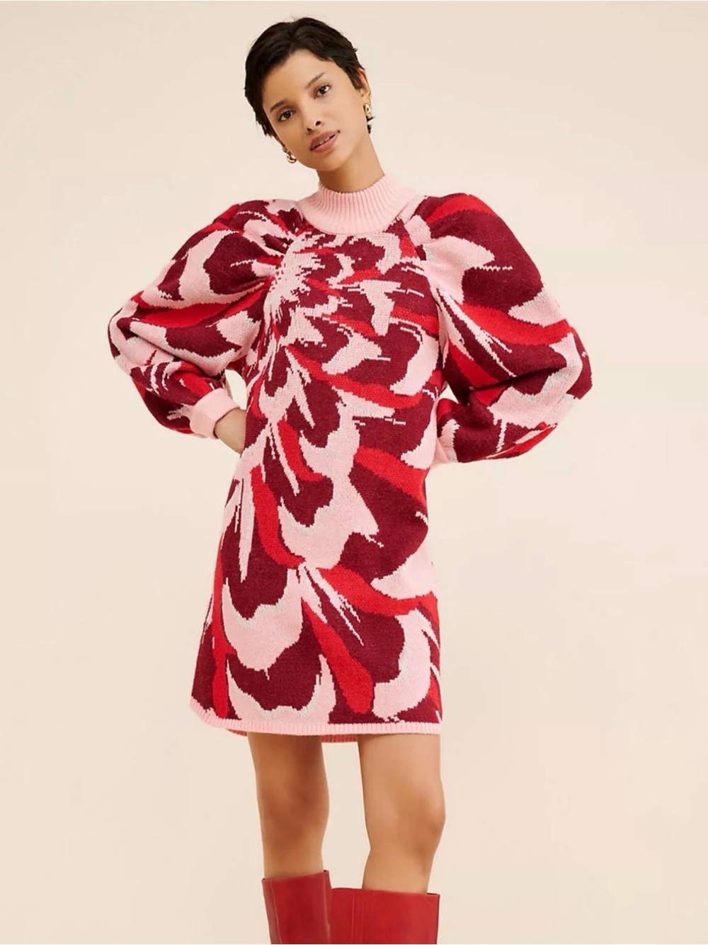 Anthropologie x Farm Rio Flower Knit Mini Dress